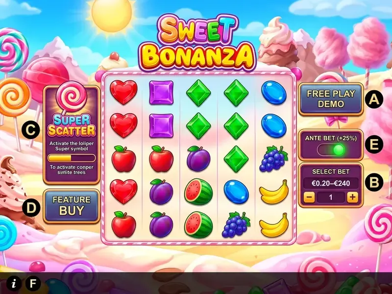 sweet bonanza super scatter demo δωρεάν παιχνίδι διεπαφή